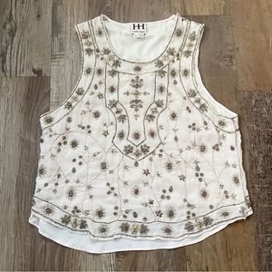 Haute Hippie beaded silk tank top M
